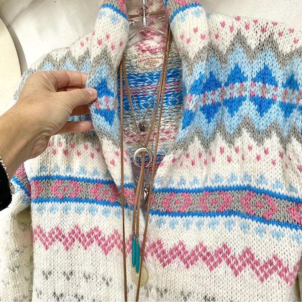 SOLD⭐️RARE Artisan HANDCRAFTED granny sweater-Navajo/NORDIC/Aztec/Pendleton vibe - Picture 15 of 16